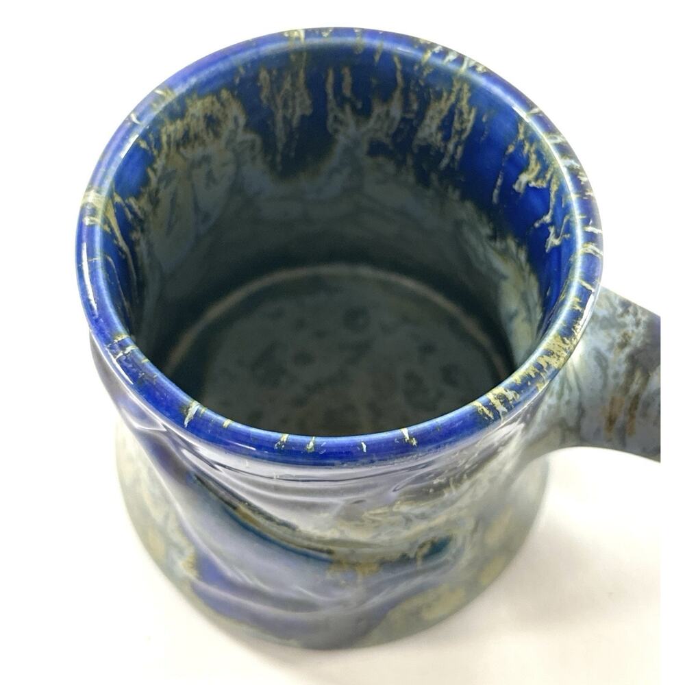 Vintage Fish Tail Mug Blue Pottery Whale Dolphin Handle Cup Ocean Coastal 3.5” - Picture 6 of 8